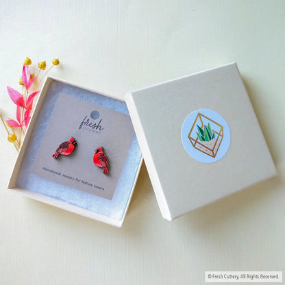 Cardinal Bird Studs