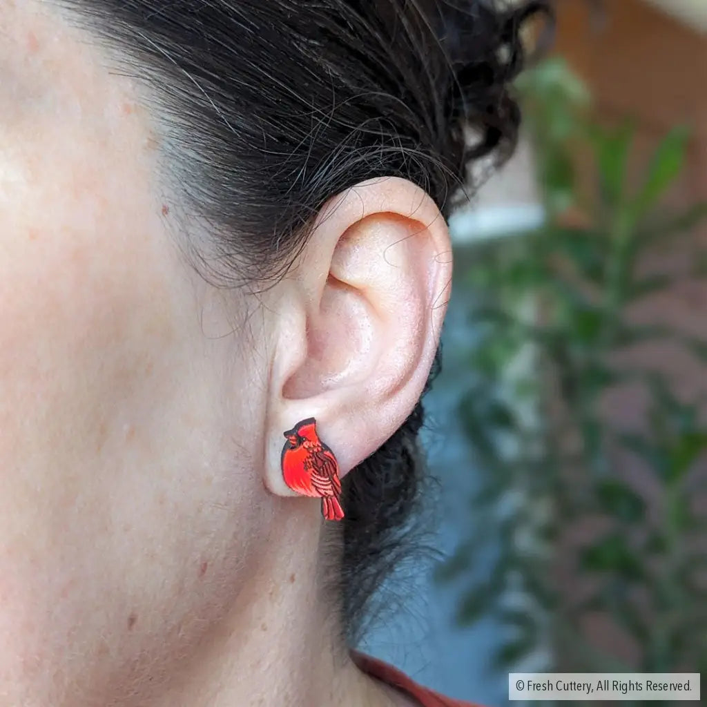 Cardinal Bird Studs