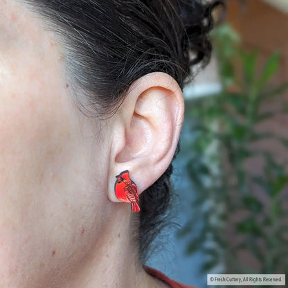 Cardinal Bird Studs