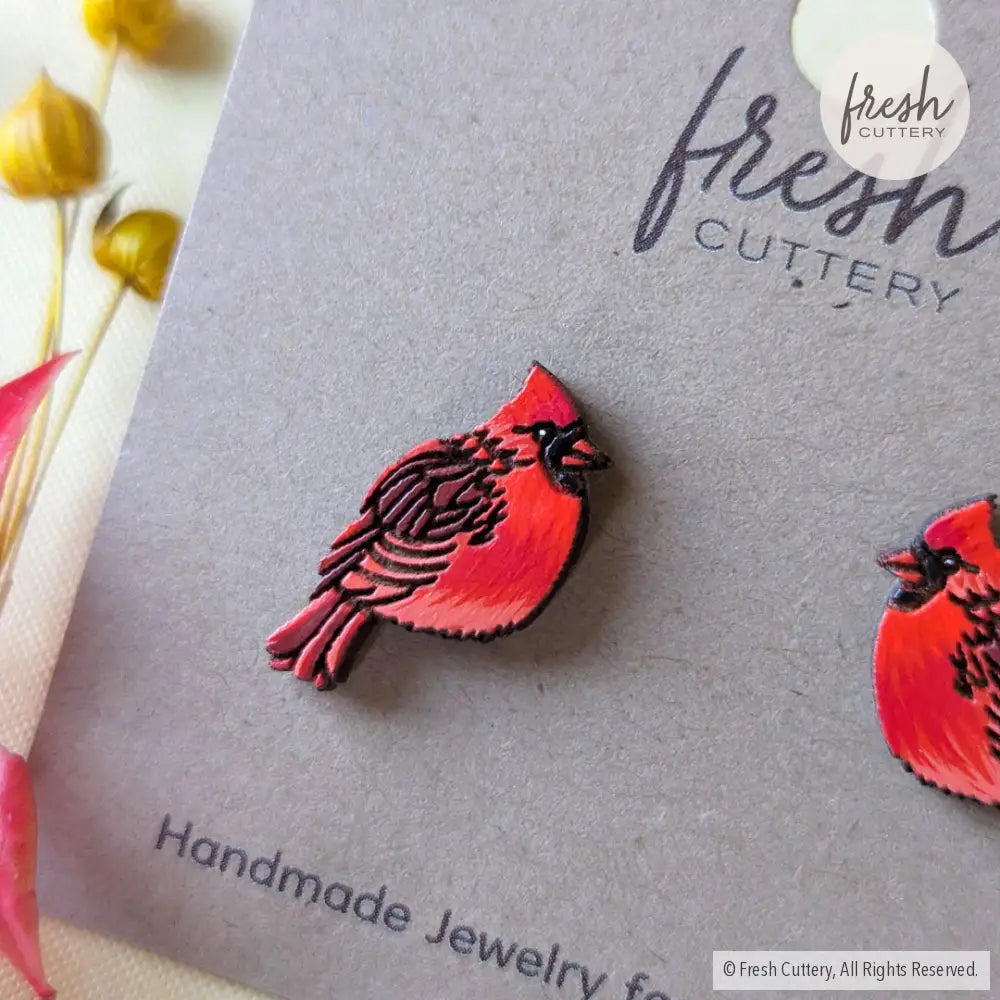 Cardinal Bird Studs
