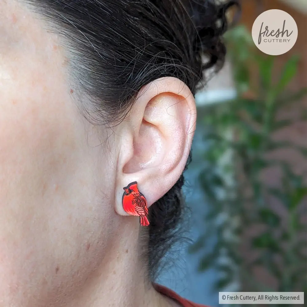 Cardinal Bird Studs