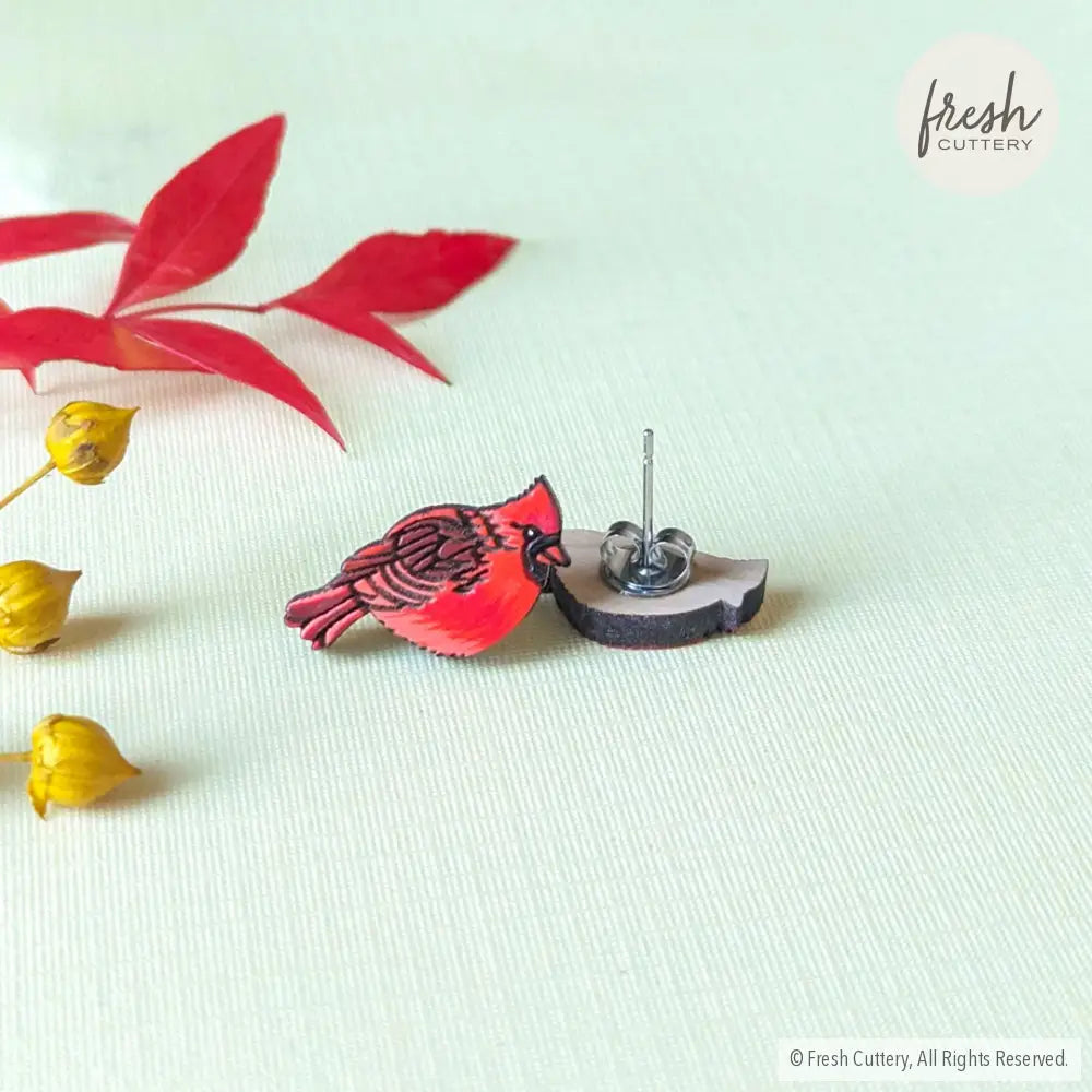 Cardinal Bird Studs