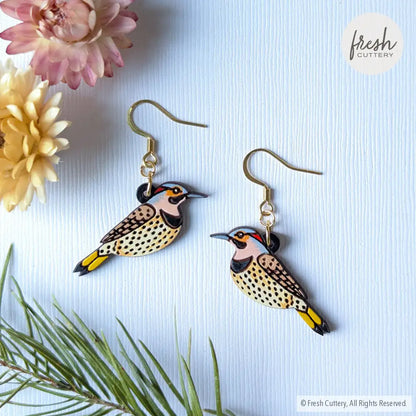 Northern Flicker Earrings Gold Ear Wires Dangle And Drop