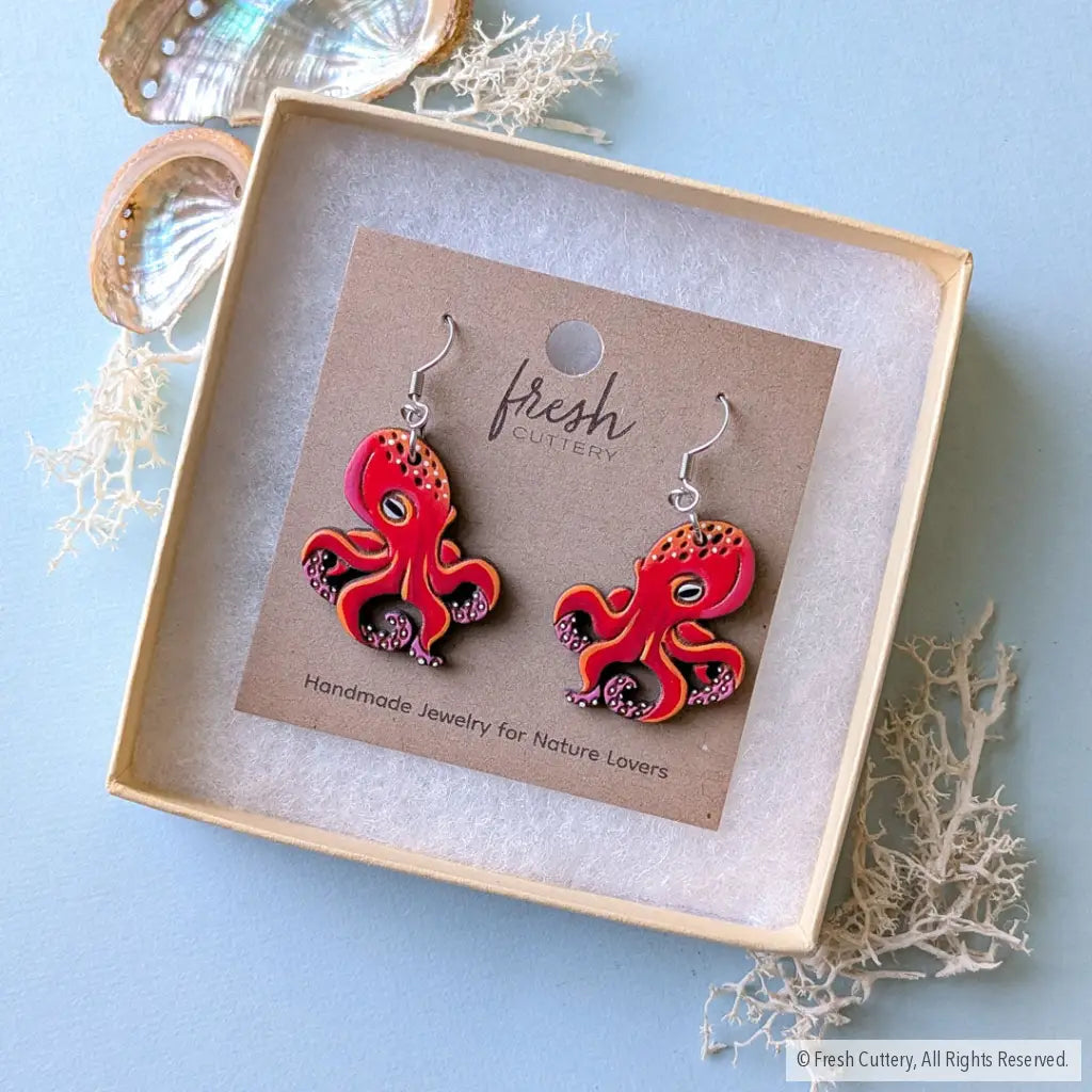 Octopus Earrings - Dangle and Drop Earrings