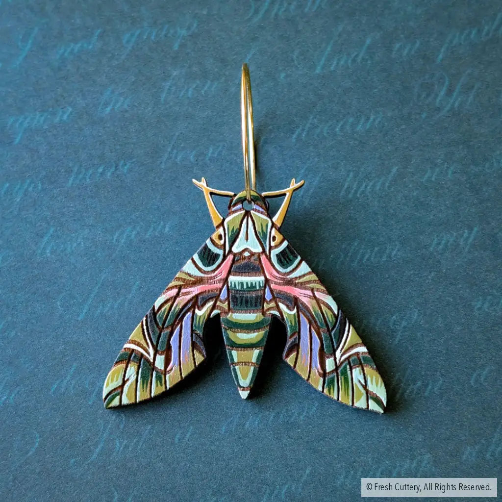 Oleander Hawk Moth Earrings - Dangle and Drop Earrings