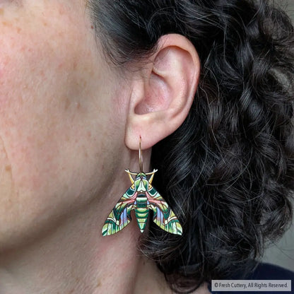 Oleander Hawk Moth Earrings Dangle and Drop Earrings