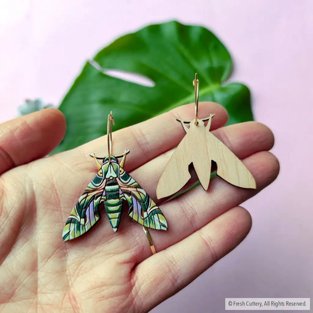 Oleander Hawk Moth Earrings Dangle and Drop Earrings