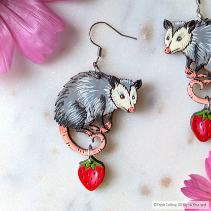 Opossum Statement Earrings Dangle and Drop Earrings