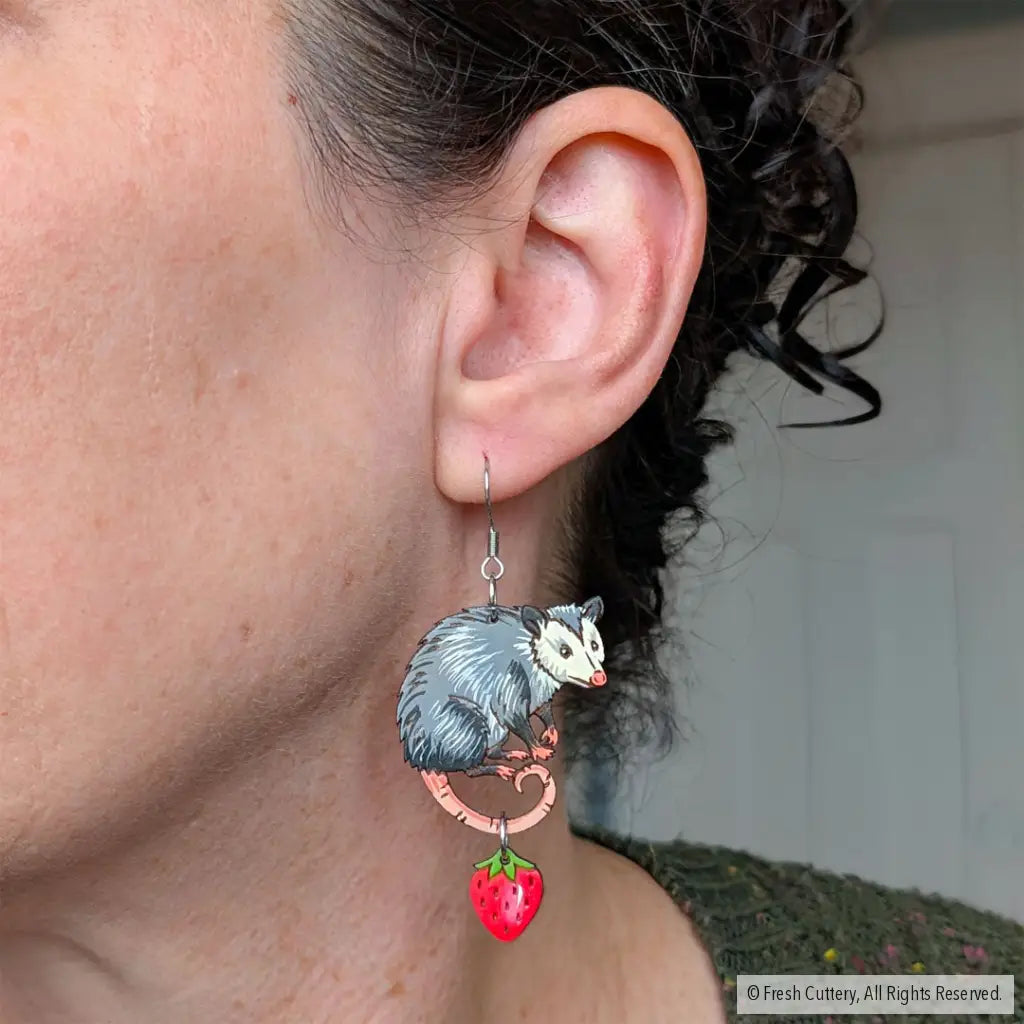 Opossum Statement Earrings Dangle and Drop Earrings
