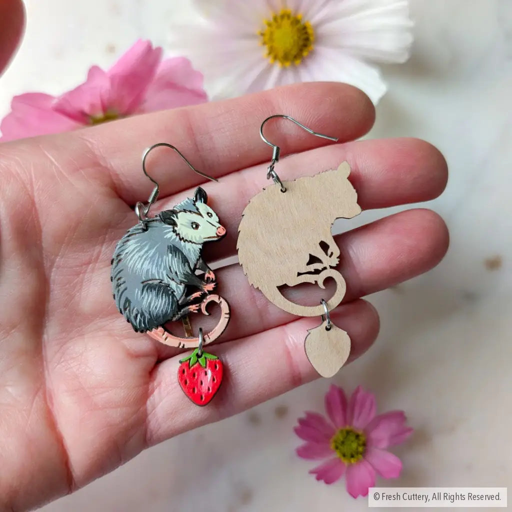 Opossum Statement Earrings Dangle and Drop Earrings