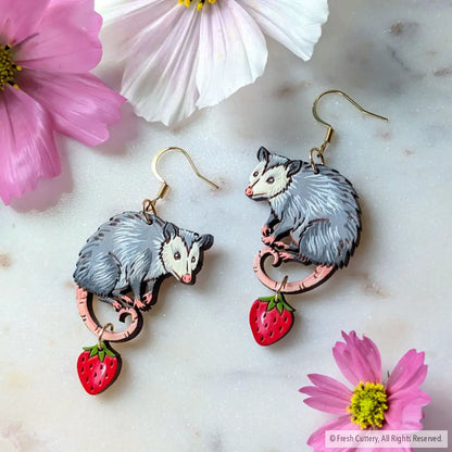 Opossum Statement Earrings Dangle and Drop Earrings