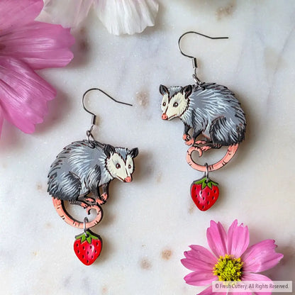 Opossum Statement Earrings Dangle and Drop Earrings