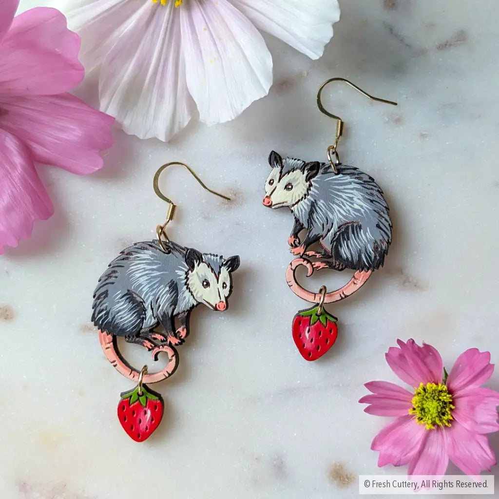 Opossum Statement Earrings Dangle and Drop Earrings