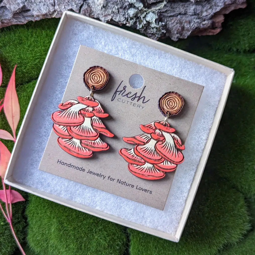 Oyster Mushroom Earrings Dangle And Drop