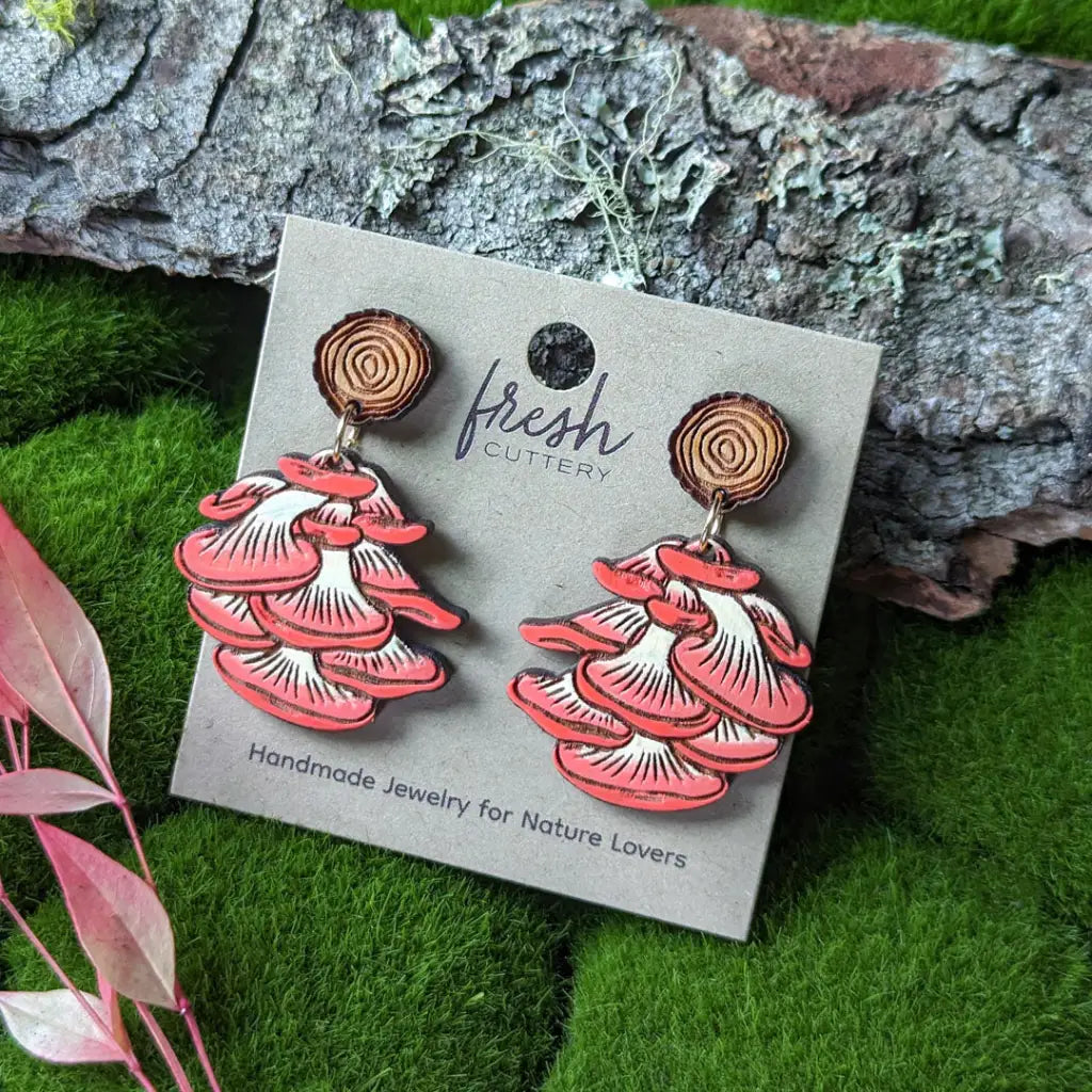 Oyster Mushroom Earrings Dangle And Drop