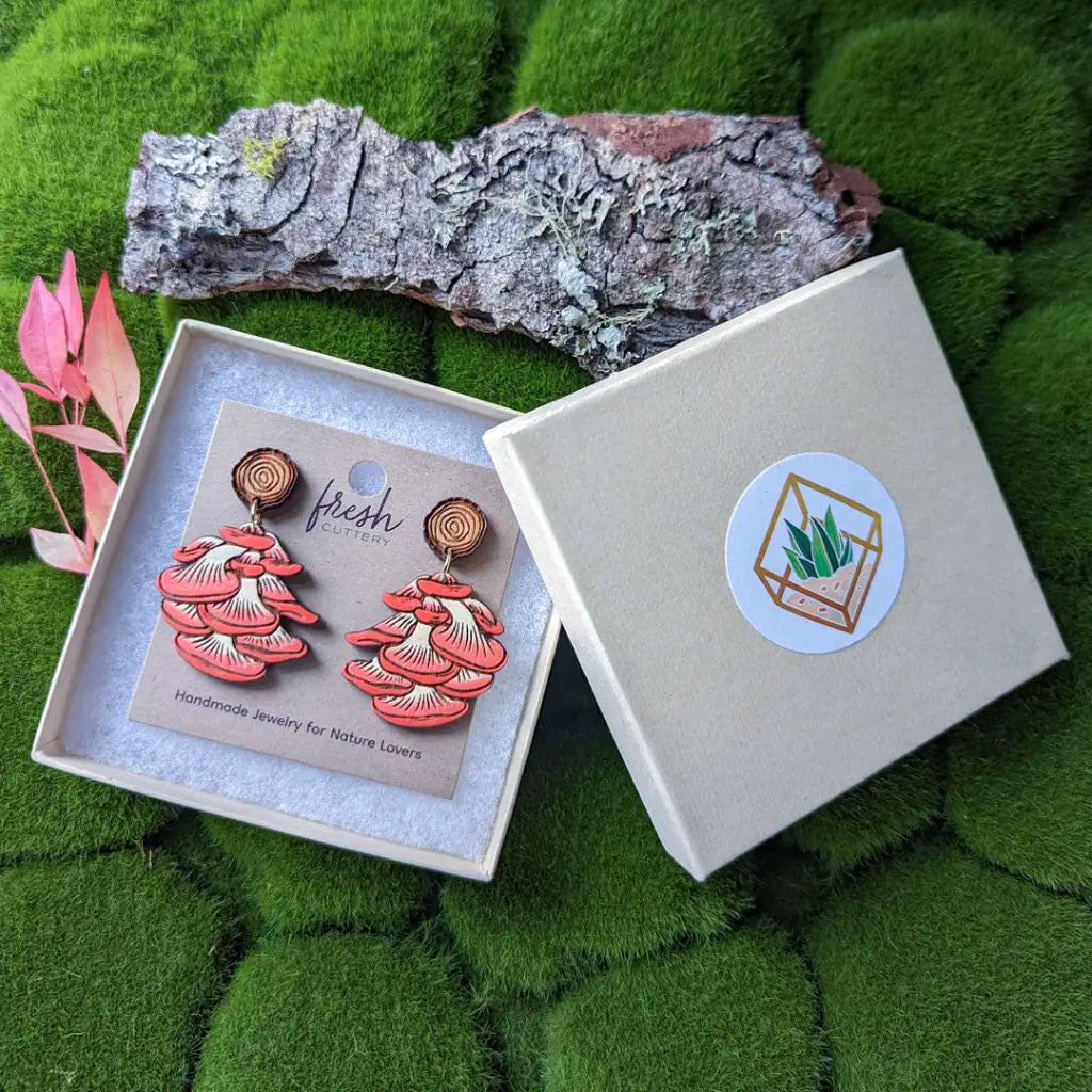 Oyster Mushroom Earrings Dangle And Drop