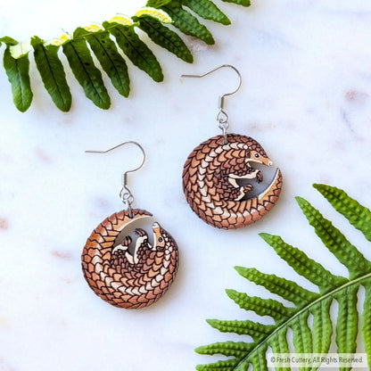 Pangolin Earrings Silver Ear Wires Dangle and Drop Earrings