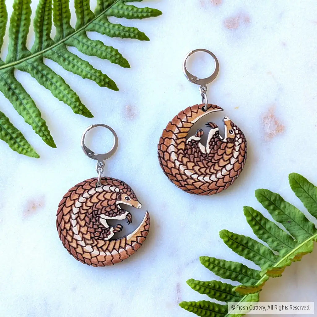 Pangolin Earrings Silver Leverbacks Dangle and Drop Earrings
