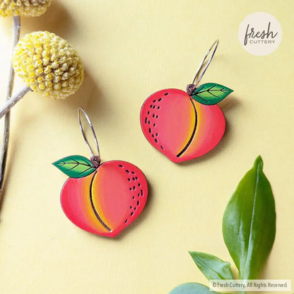 Peach Earrings Silver Hoops Dangle And Drop