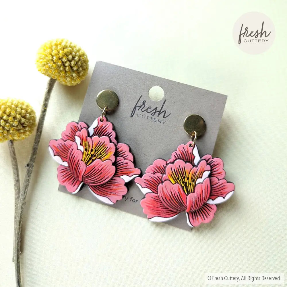 Peony Earrings 10Mm Gold Studs Dangle And Drop