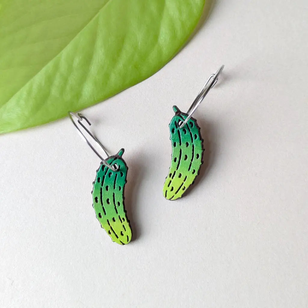 Pickle Hoops Silver Dangle And Drop Earrings