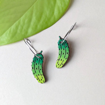 Pickle Hoops Silver Dangle And Drop Earrings