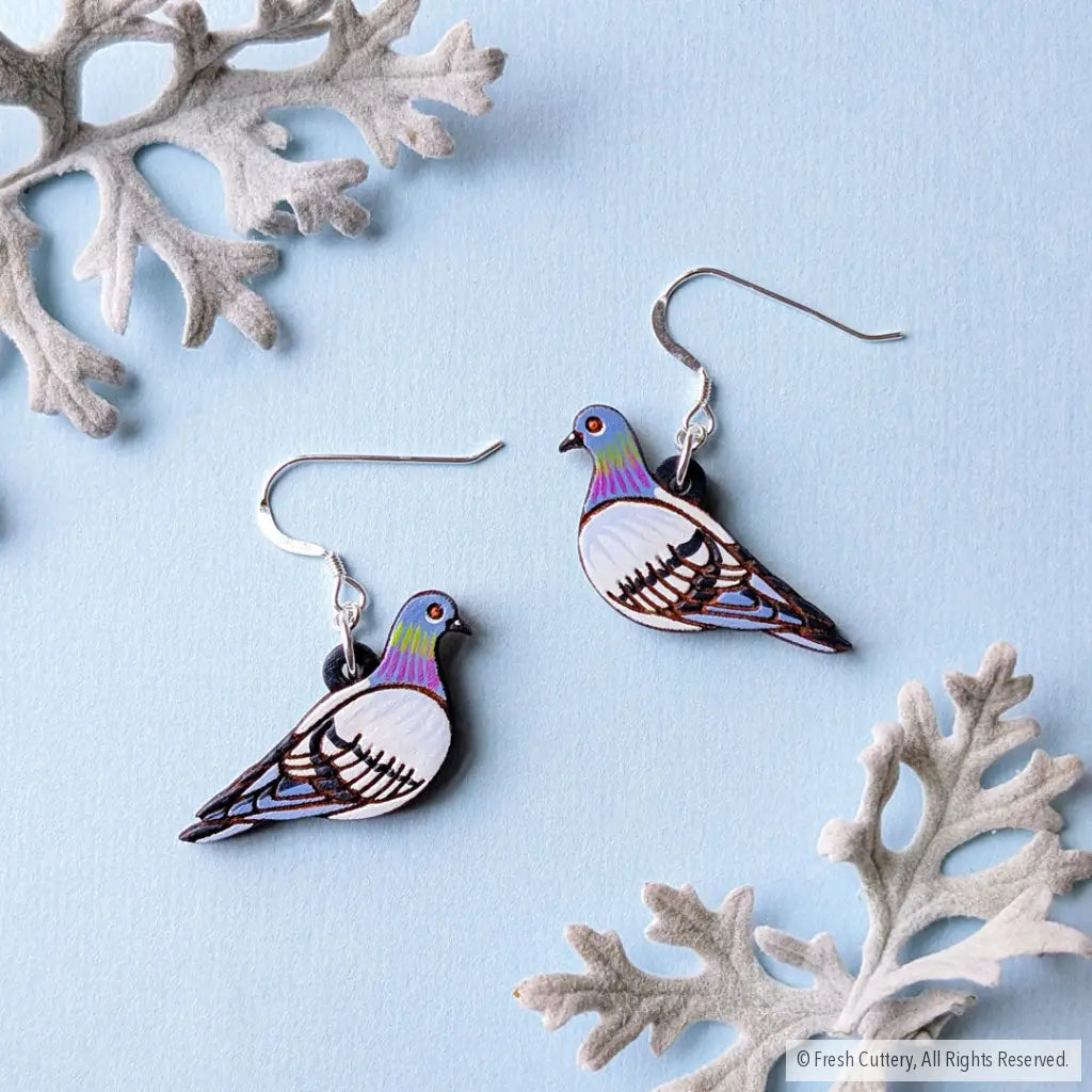 Pigeon Earrings.925 Sterling Silver Ear Wires Dangle and Drop Earrings