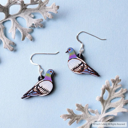 Pigeon Earrings.925 Sterling Silver Ear Wires Dangle and Drop Earrings