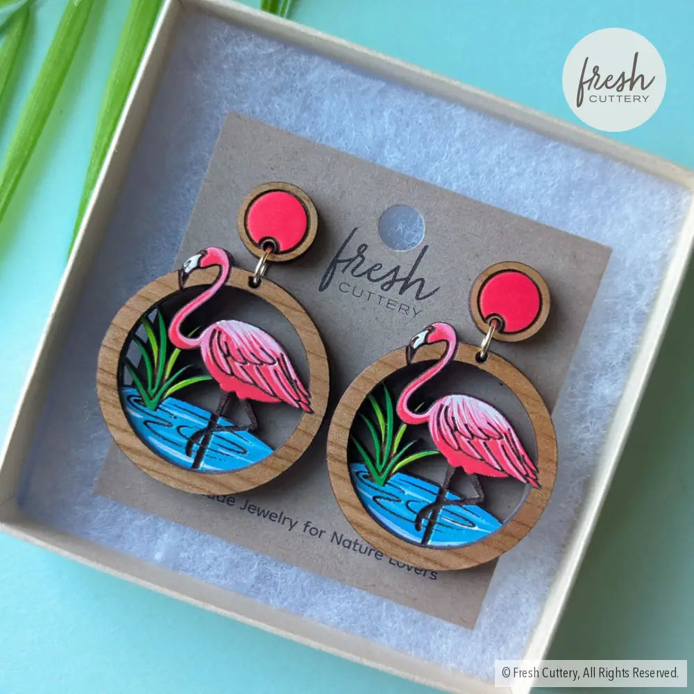 Pink Flamingo Statement Earrings Dangle And Drop