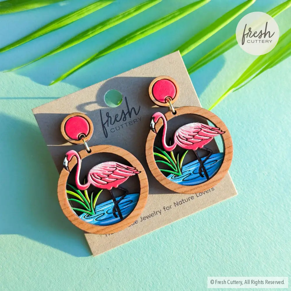 Pink Flamingo Statement Earrings Dangle And Drop