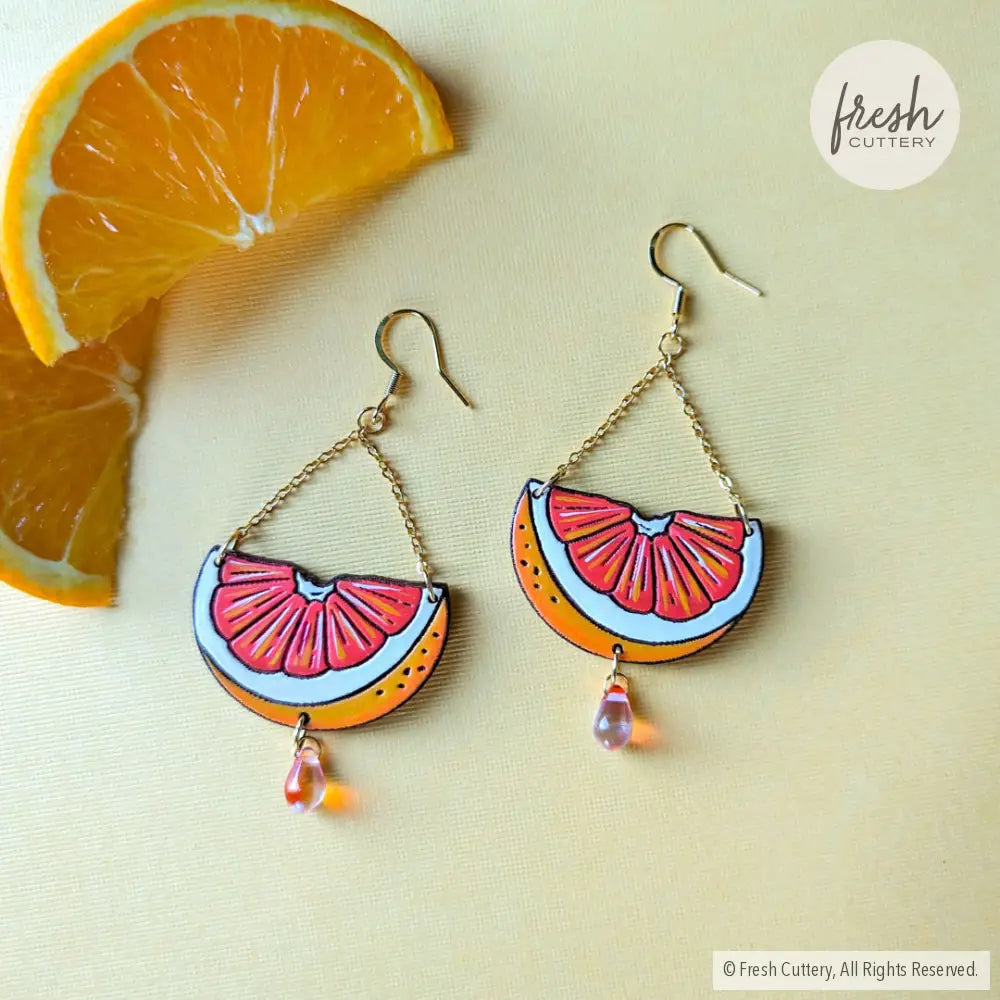 Pink Grapefruit Chandelier Earrings Dangle And Drop