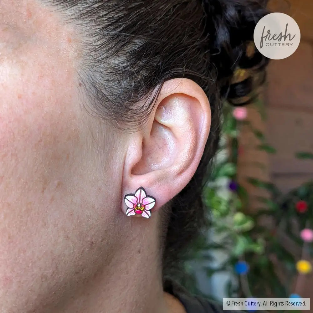 Pink Orchid Studs