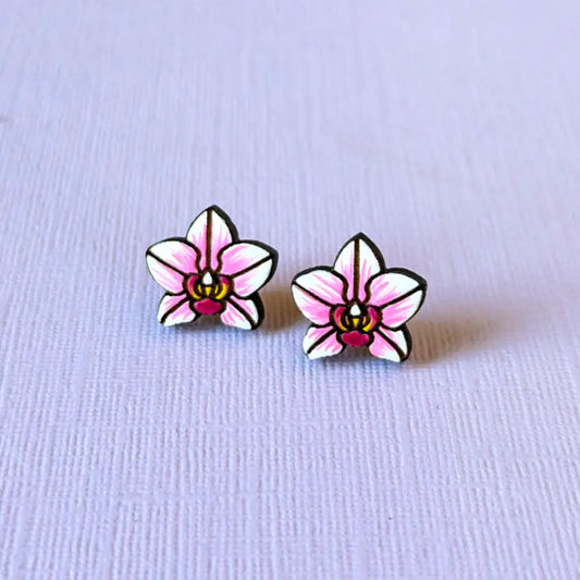 Pink Orchid Studs