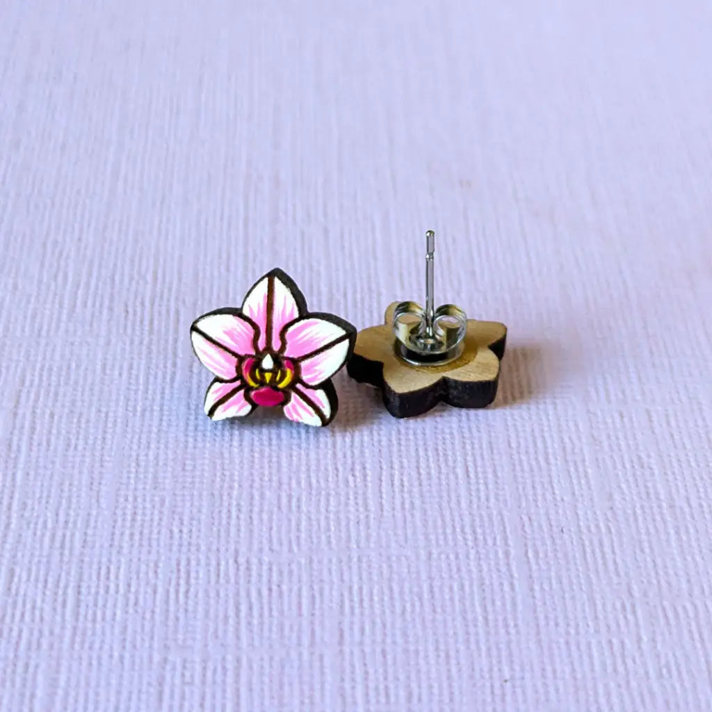 Pink Orchid Studs