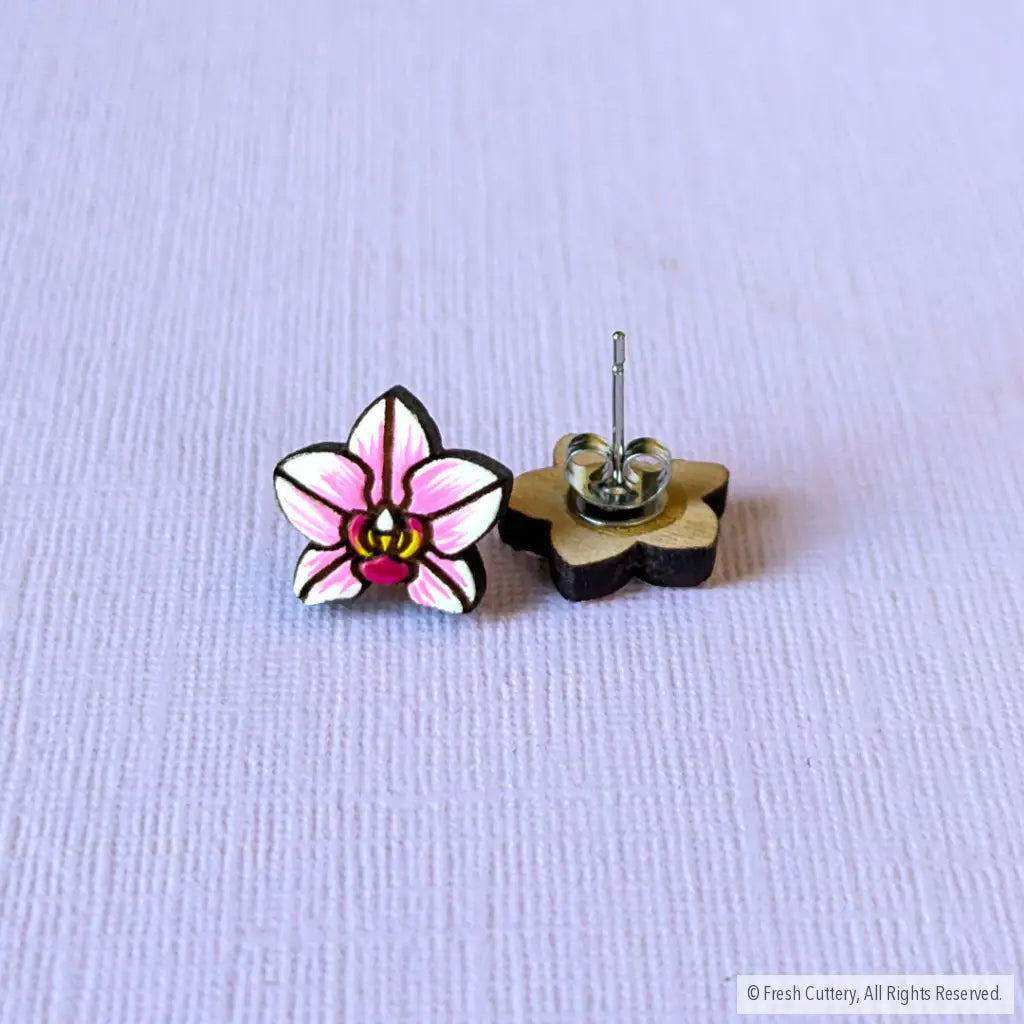 Pink Orchid Studs