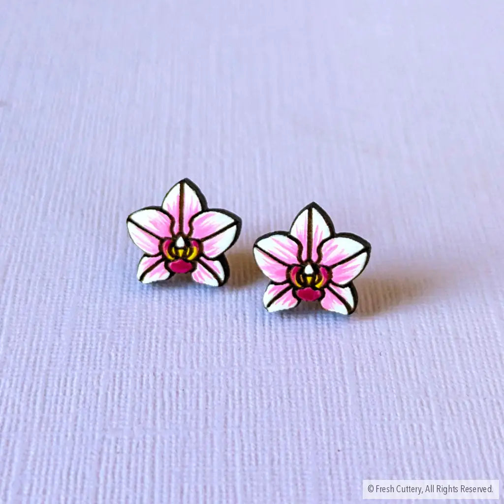 Pink Orchid Studs