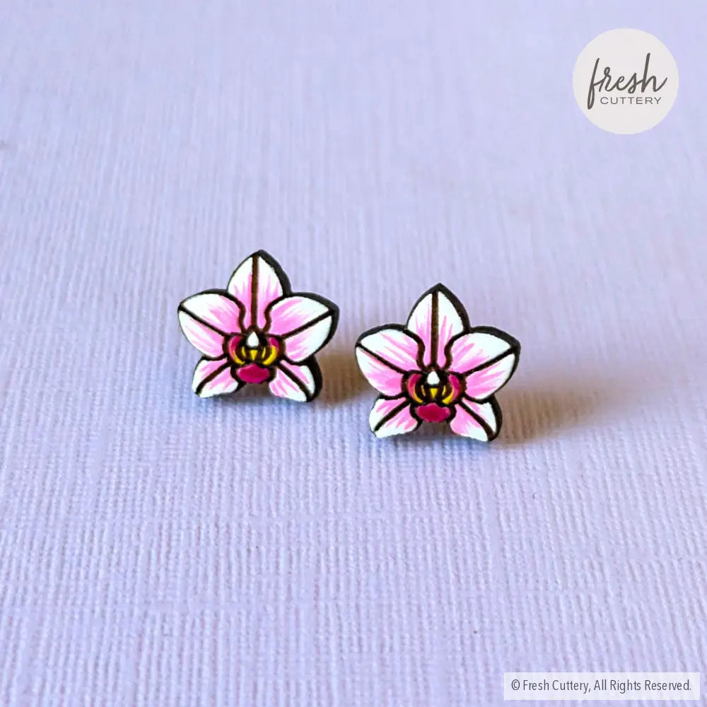 Pink Orchid Studs