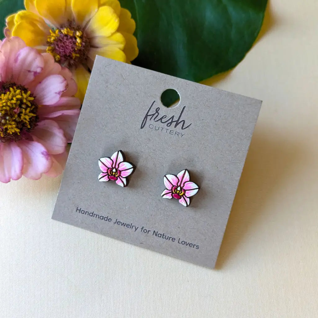 Pink Orchid Studs