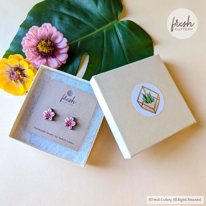 Pink Orchid Studs