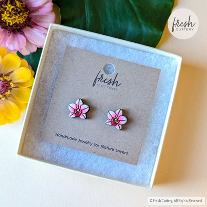 Pink Orchid Studs