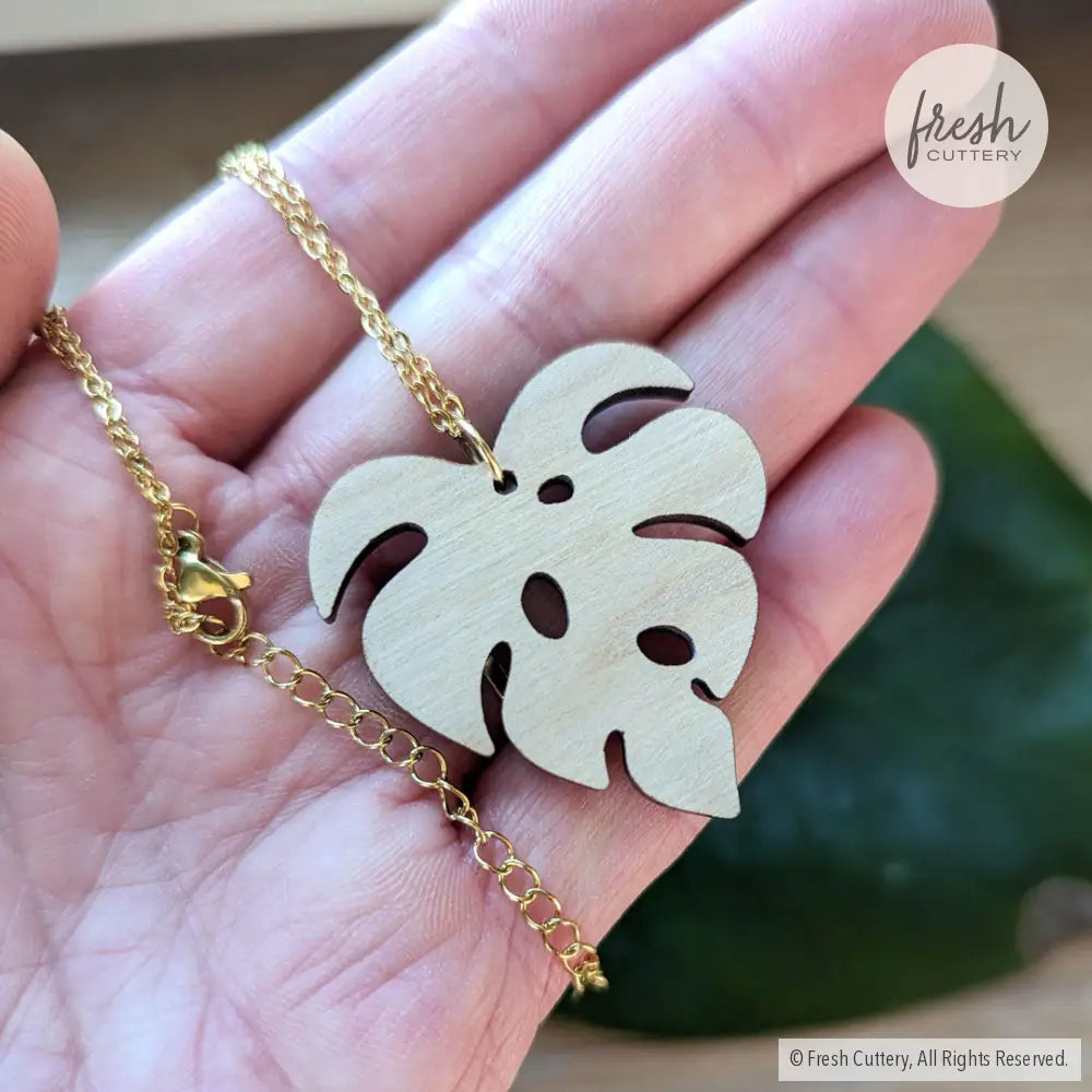 Pink Variegated Monstera Necklace Necklaces