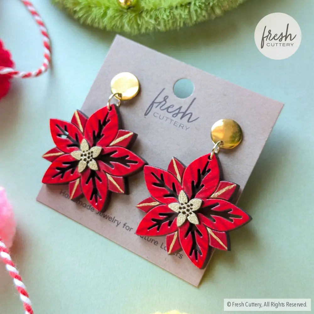 Poinsettia Earrings Dangle And Drop