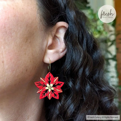 Poinsettia Earrings Dangle And Drop