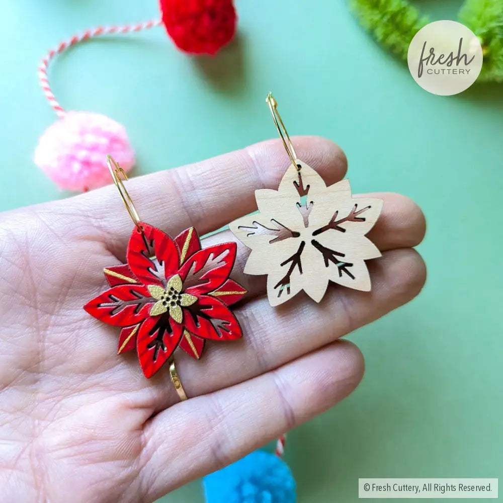 Poinsettia Earrings Dangle And Drop