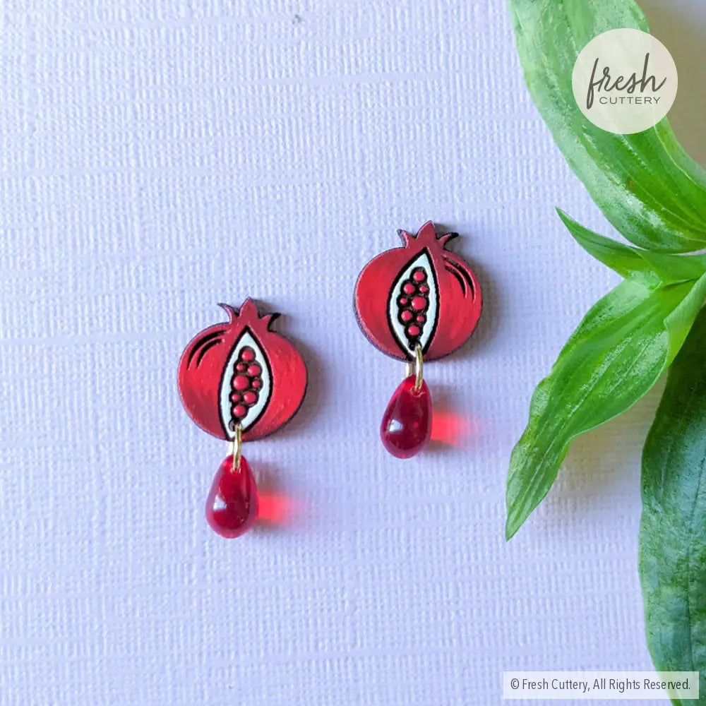 Pomegranate Drops Gold Studs