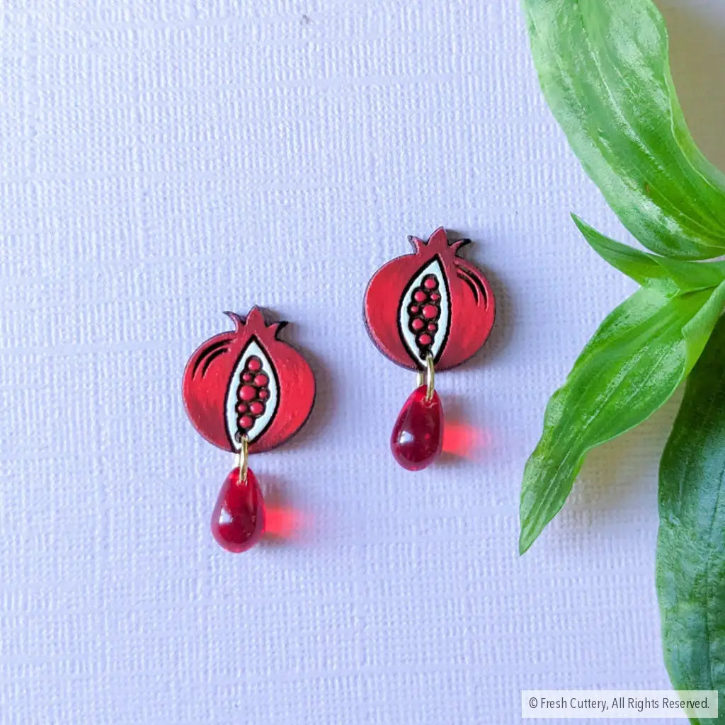 Pomegranate Drops Gold Studs