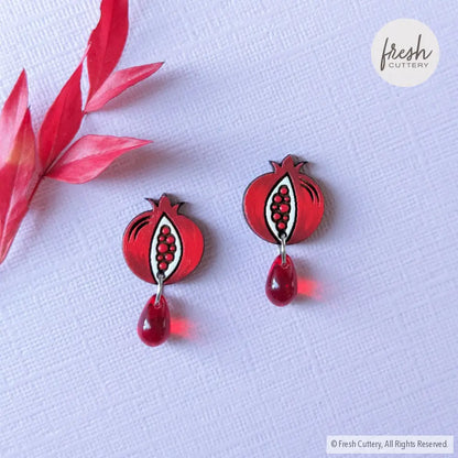 Pomegranate Drops Silver Studs