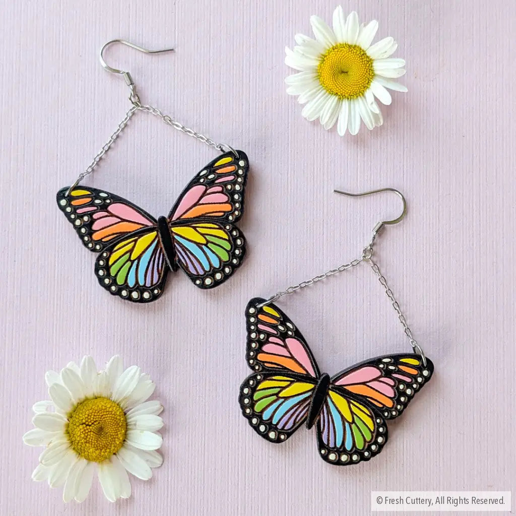Pride Butterfly Earrings Silver Dangle and Drop Earrings