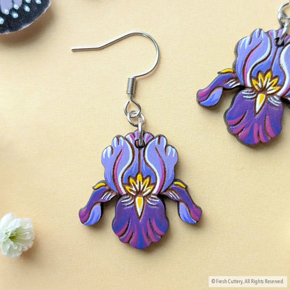 Purple Iris Earrings Dangle and Drop Earrings