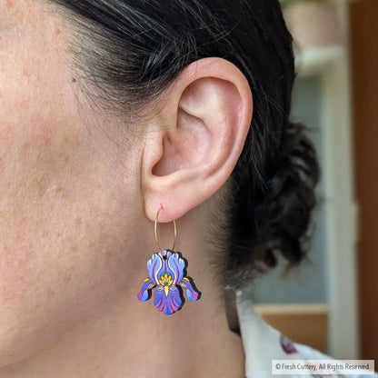 Purple Iris Earrings Dangle and Drop Earrings
